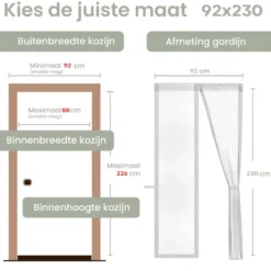 O'DADDY Deurgordijn Deluxe FIBER 92x230 - Magnetisch Vliegengordijn Wit