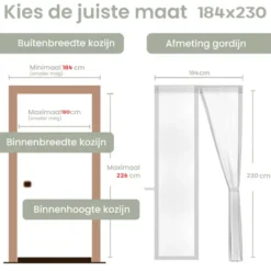 O'DADDY Deurgordijn Deluxe FIBER 184x230 - Magnetisch Vliegengordijn Wit