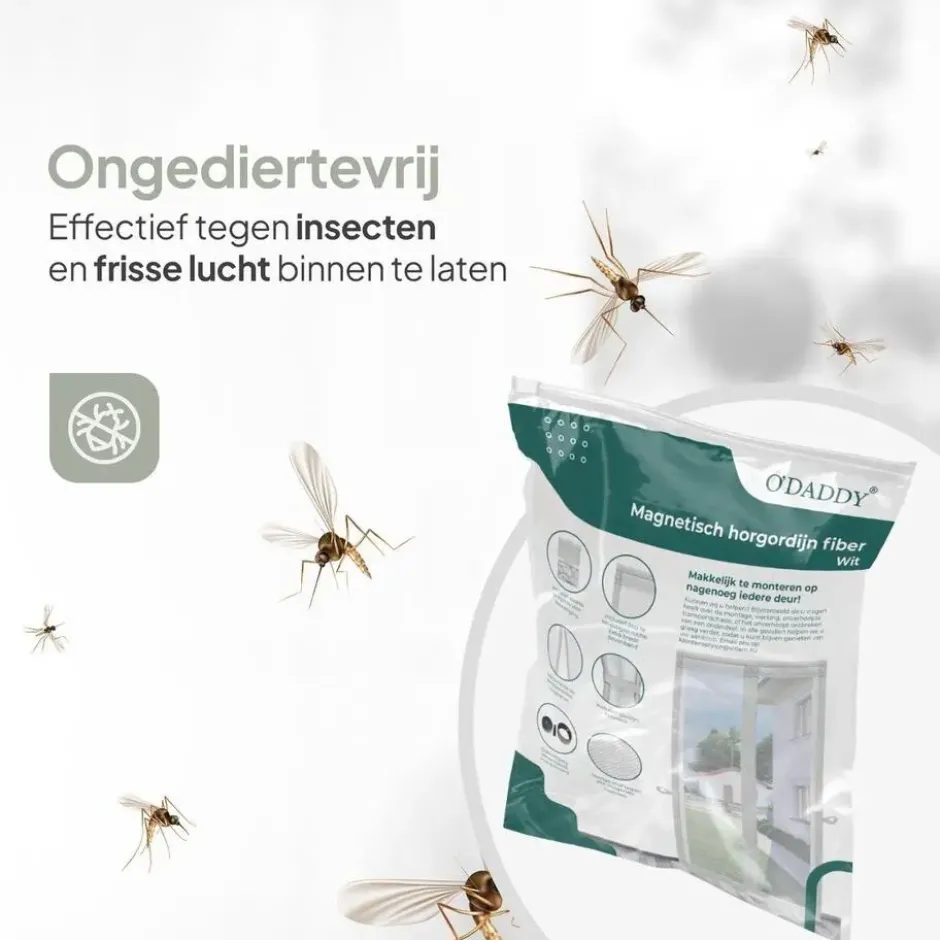 O'DADDY Deurgordijn Deluxe FIBER 184x230 - Magnetisch Vliegengordijn Wit