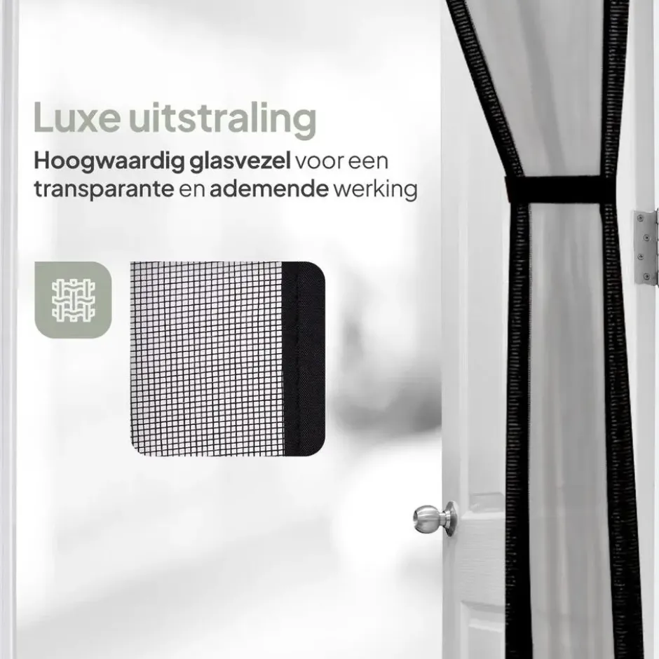 O'DADDY Deurgordijn Deluxe FIBER - Magnetisch Vliegengordijn 140x260 Zwart
