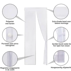 O’DADDY Deurgordijn – Vliegengordijn Magnetisch - 92x230cm – hor Wit