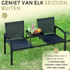 O'DADDY Tuinbank - 142 x 57 x 82 cm - Metaal - Zwart