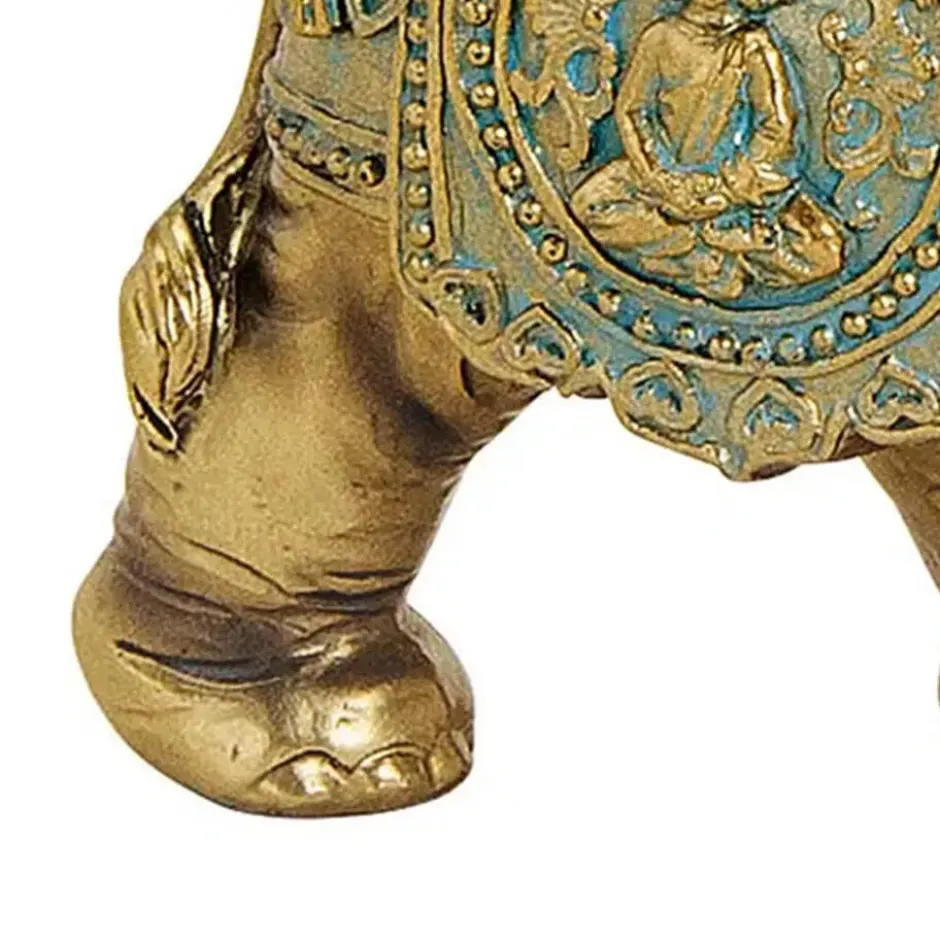 Olifant dieren beeldje goud - 16 cm - woondecoratie - polystone