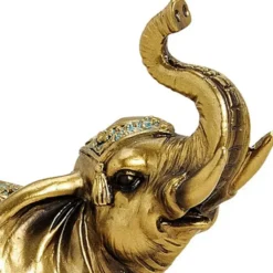 Olifant dieren beeldje goud - 16 cm - woondecoratie - polystone