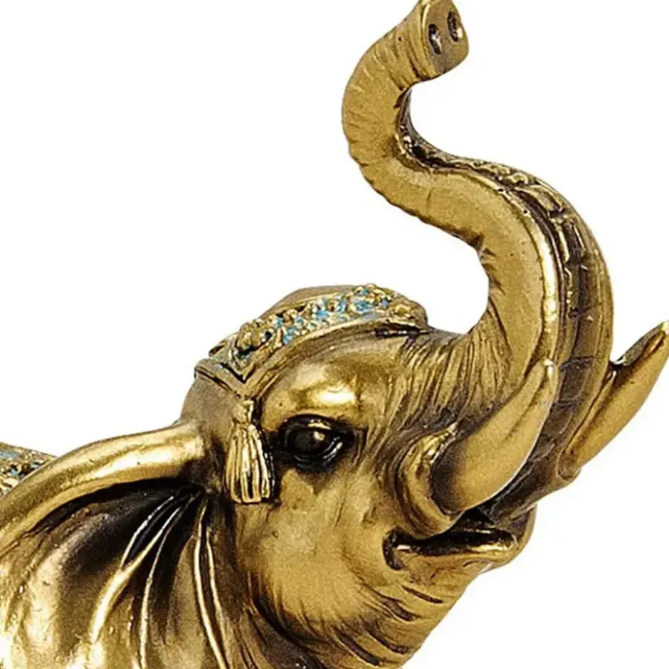 Olifant dieren beeldje goud - 16 cm - woondecoratie - polystone