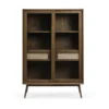 Olivine Boas Houten Vitrinekast met Lade - B 110 cm - Gerookt Eiken