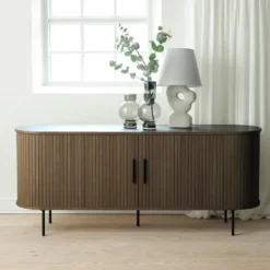 Olivine Lenn Dressoir Gerookt Eiken - Hout - Schuifdeuren - B 180 cm