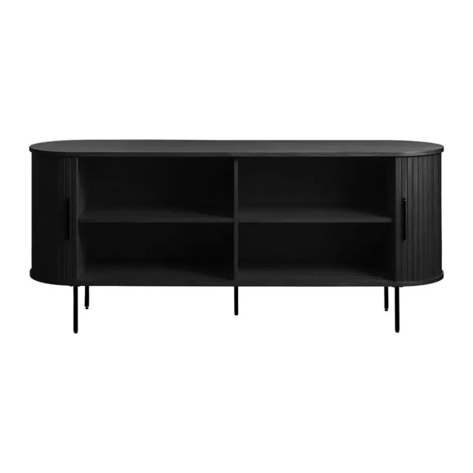 Olivine Lenn Dressoir Ovaal Zwart - Hout - Schuifdeuren - B 180 cm