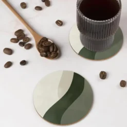 Onderzetter 6 stuks 10x10 cm Japandi - Groen - Abstract - Modern
