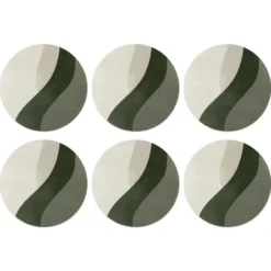 Onderzetter 6 stuks 10x10 cm Japandi - Groen - Abstract - Modern