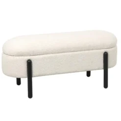 Opbergbank Stof Beige - Met Opbergruimte - 108x41x48cm - Vieve