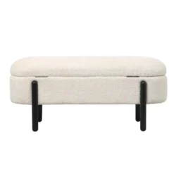 Opbergbank Stof Beige - Met Opbergruimte - 108x41x48cm - Vieve