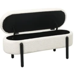 Opbergbank Stof Beige - Met Opbergruimte - 108x41x48cm - Vieve