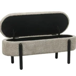 Opbergbank Stof Taupe - Met Opbergruimte - 108x41x48cm - Vieve