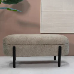Opbergbank Stof Taupe - Met Opbergruimte - 108x41x48cm - Vieve