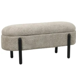 Opbergbank Stof Taupe - Met Opbergruimte - 108x41x48cm - Vieve