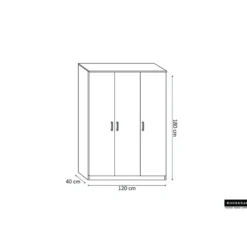 Opbergkast Ray 120cm met 3 deuren en 4 legplanken - sonoma eik