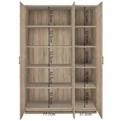 Opbergkast Ray 120cm met 3 deuren en 4 legplanken - sonoma eik