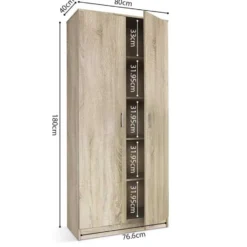 Opbergkast Ray 80cm met 2 deuren en 4 legplanken - sonoma eik