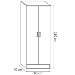 Opbergkast Ray 60cm met 2 deuren en 4 legplanken in grijze eik