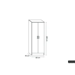 Opbergkast Ray 60cm met 2 deuren en 4 legplanken in grijze eik