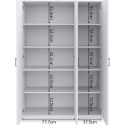 Opbergkast Ray 120cm met 3 deuren en 4 legplanken -wit