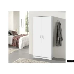 Opbergkast Ray 80cm met 2 deuren en 4 legplanken - wit