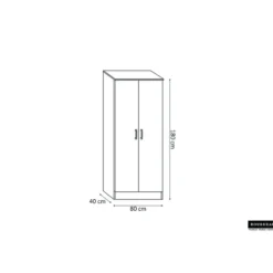 Opbergkast Ray 80cm met 2 deuren en 4 legplanken - wit