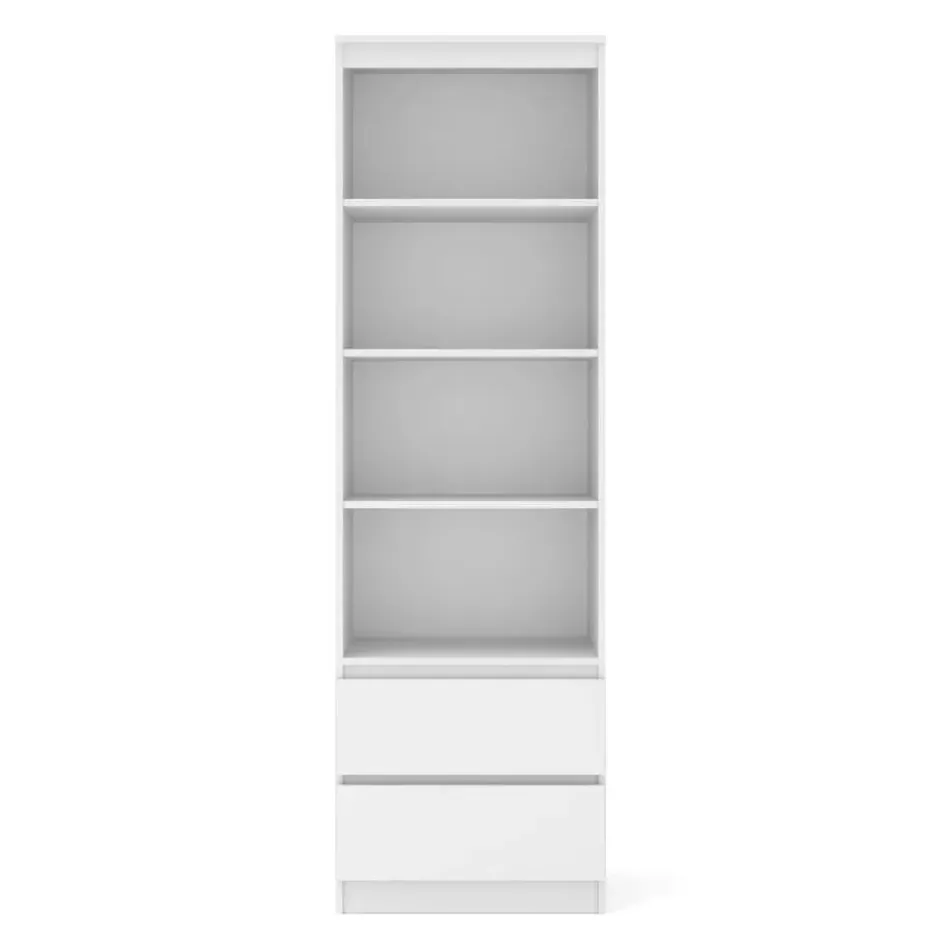 Open boekenkast Maja 60 cm met 2 lades - wit mat 195x60x40 cm