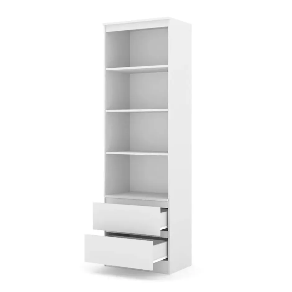 Open boekenkast Maja 60 cm met 2 lades - wit mat 195x60x40 cm