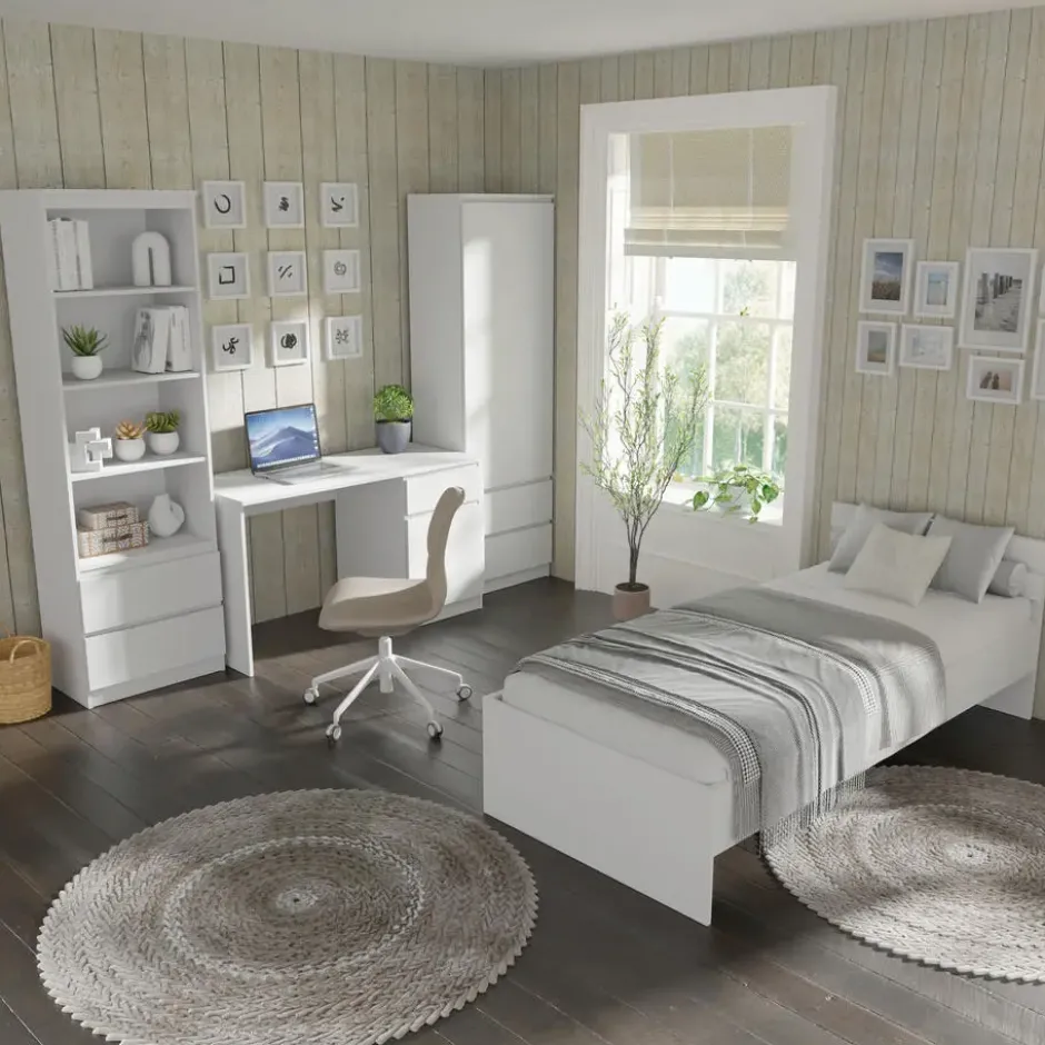 Open boekenkast Maja 60 cm met 2 lades - wit mat 195x60x40 cm