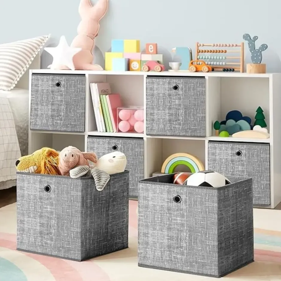 Opvouwbare opbergdozen, 6 stuks, kubussen, bakken, manden, kisten