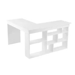 ORGANIS Hoekbureau met 8 open opbergvakken - Wit - 50x130x72 cm