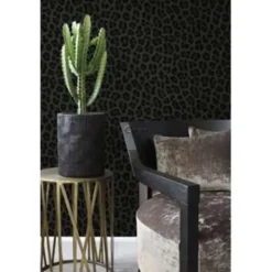 Origin behang - panterprint - donkergrijs en zwart - 0.53 x 10.05 m
