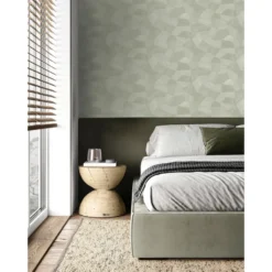 Origin Wallcoverings behang grafisch 3D motief licht vergrijsd groen