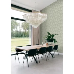 Origin Wallcoverings behang grafisch 3D motief licht vergrijsd groen