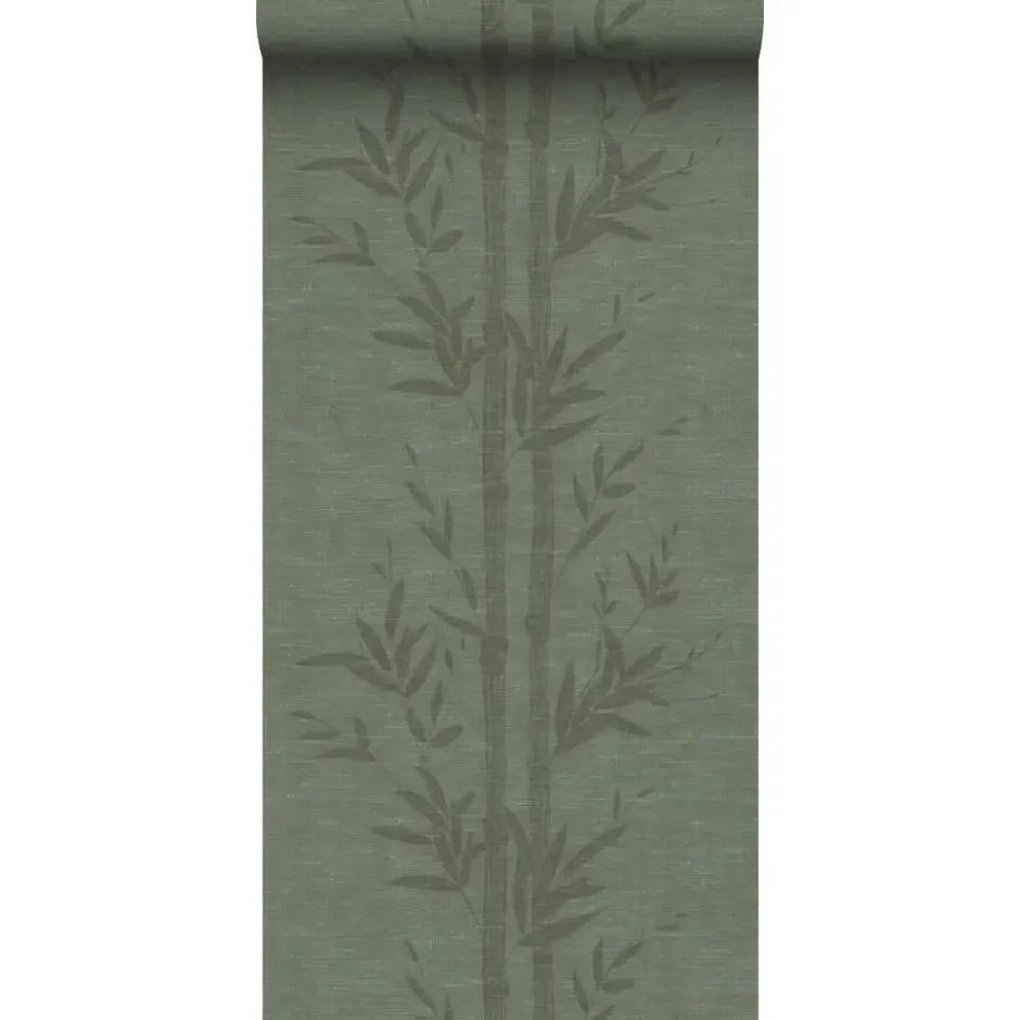 Origin Wallcoverings behang bamboe vergrijsd groen - 50 x 900 cm