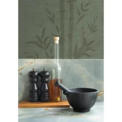 Origin Wallcoverings behang bamboe vergrijsd groen - 50 x 900 cm