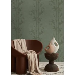 Origin Wallcoverings behang bamboe vergrijsd groen - 50 x 900 cm