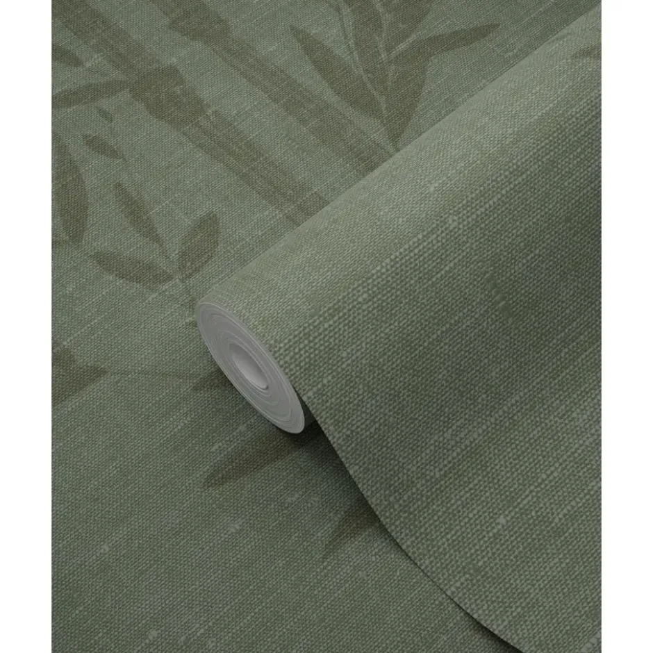 Origin Wallcoverings behang bamboe vergrijsd groen - 50 x 900 cm