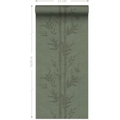 Origin Wallcoverings behang bamboe vergrijsd groen - 50 x 900 cm