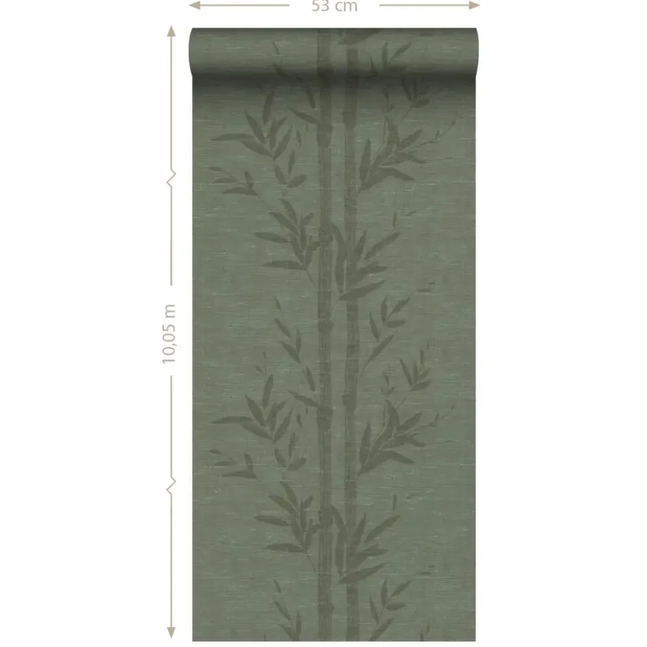 Origin Wallcoverings behang bamboe vergrijsd groen - 50 x 900 cm