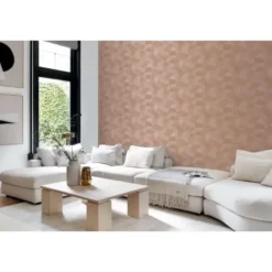 Origin Wallcoverings behang grafisch 3D motief terracotta roze - 53 x 1005 cm