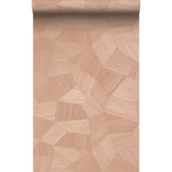Origin Wallcoverings behang grafisch 3D motief terracotta roze - 53 x 1005 cm