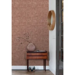 Origin Wallcoverings behang geweven linnenstructuur terracotta - 50 x 900 cm