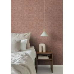 Origin Wallcoverings behang geweven linnenstructuur terracotta - 50 x 900 cm
