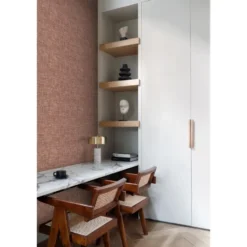 Origin Wallcoverings behang geweven linnenstructuur terracotta - 50 x 900 cm
