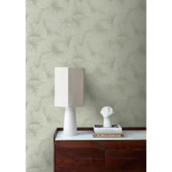Origin Wallcoverings behang 3D-motief bladeren vergrijsd groen - 53 x 1005 cm