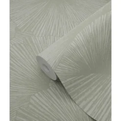 Origin Wallcoverings behang 3D-motief bladeren vergrijsd groen - 53 x 1005 cm