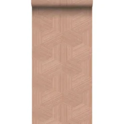 Origin Wallcoverings behang grafisch 3D motief terracotta roze - 50 x 900 cm